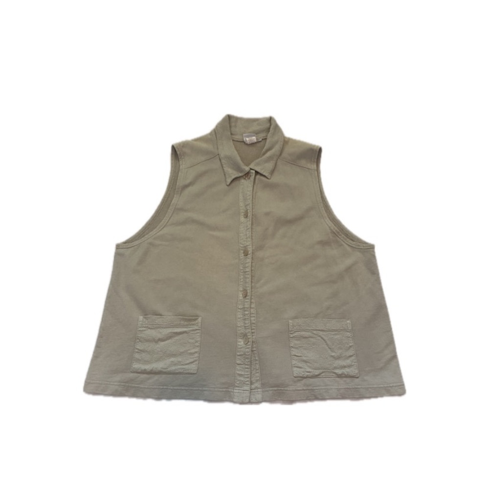 Oversized vintage tan vest with pockets